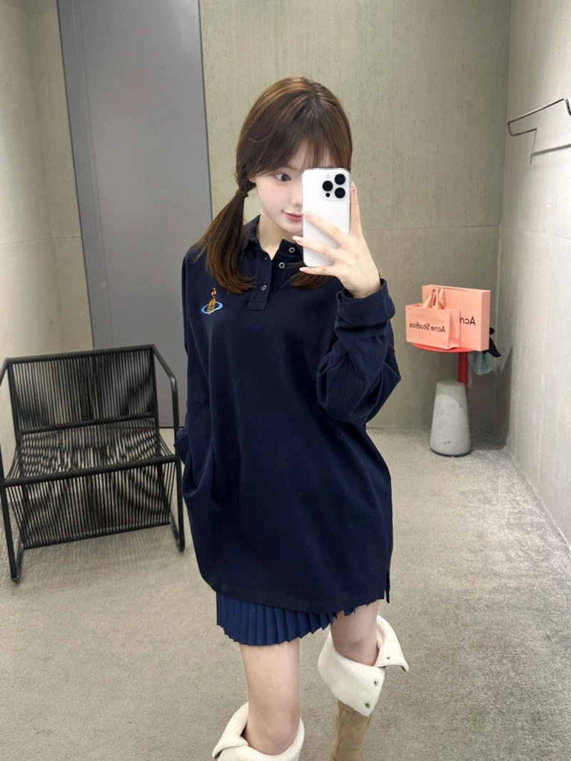 Vivienne Westwood Navy Orb Long-Sleeve Polo Shirt view