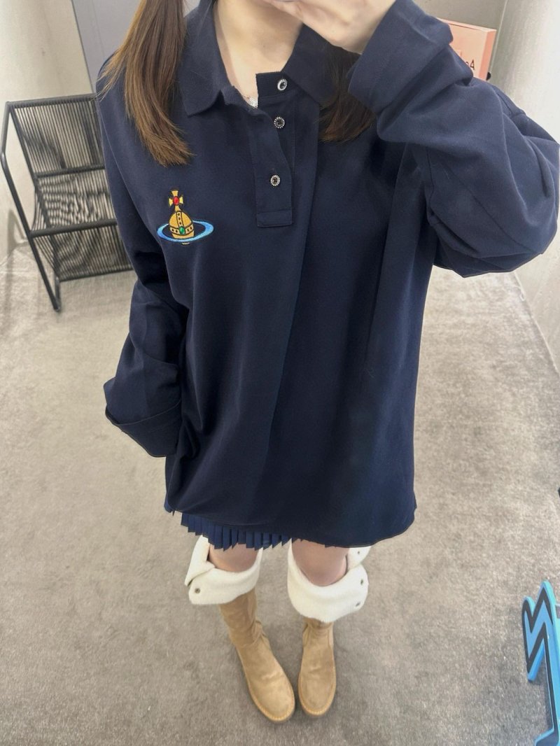 Vivienne Westwood Navy Orb Long-Sleeve Polo Shirt view