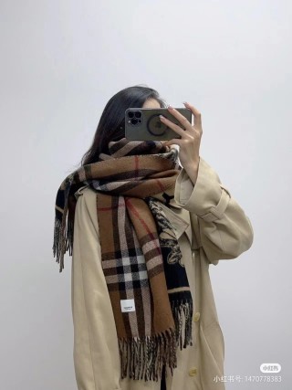 Burberry Beige Map Double-Sided Fringe Long Scarf view 5