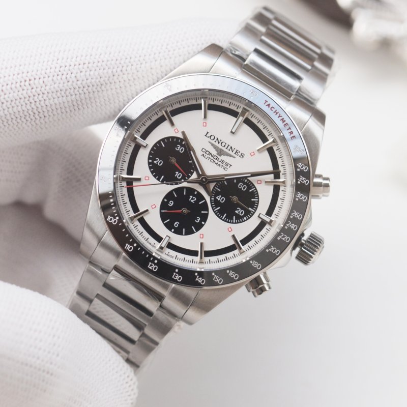 Longines Conquest Chronograph Panda Black & Silver 42mm view