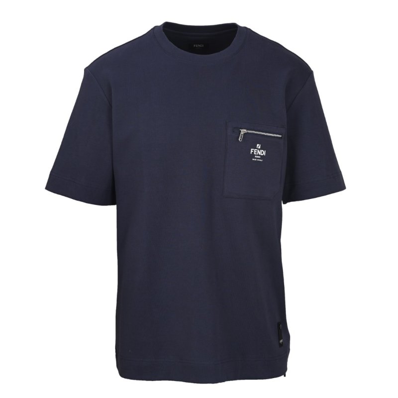 Fendi Navy Pocket T-Shirt with Zipper Detail view