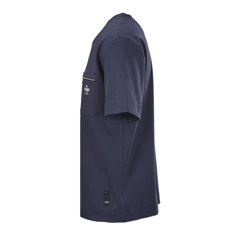 Fendi Navy Pocket T-Shirt with Zipper Detail view