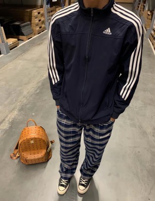 Adidas Navy Three Stripe Track Jacket view 3