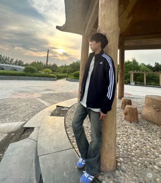 Adidas Navy Three Stripe Track Jacket view 4