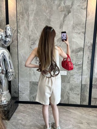 Cream Ribbed Tank & Wide-Leg Shorts Set view 4