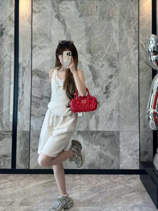 Cream Ribbed Tank & Wide-Leg Shorts Set view 6