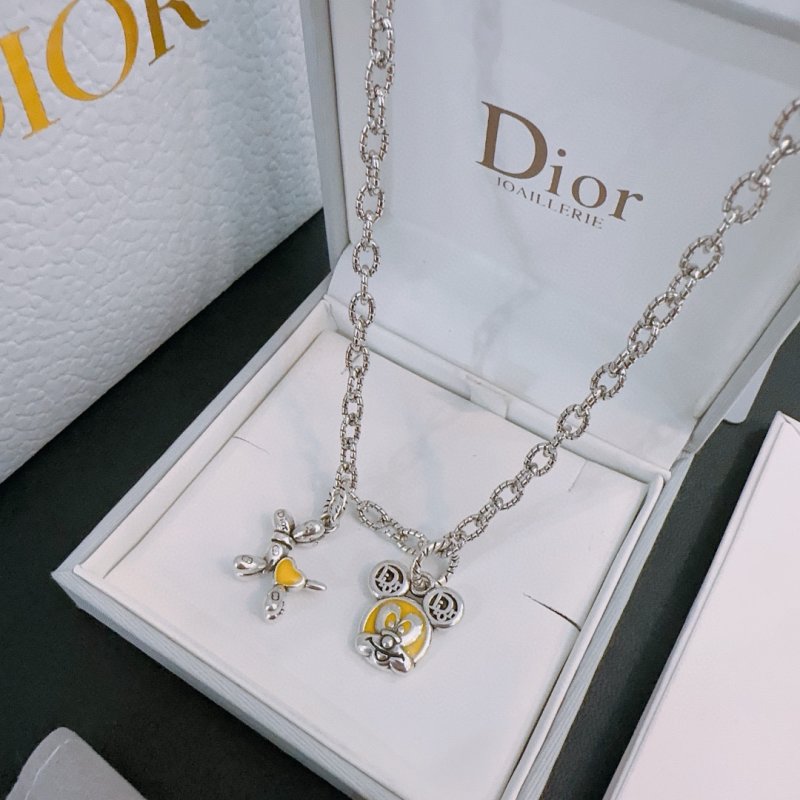 Dior Vintage Silver Chain Necklace with Charms
