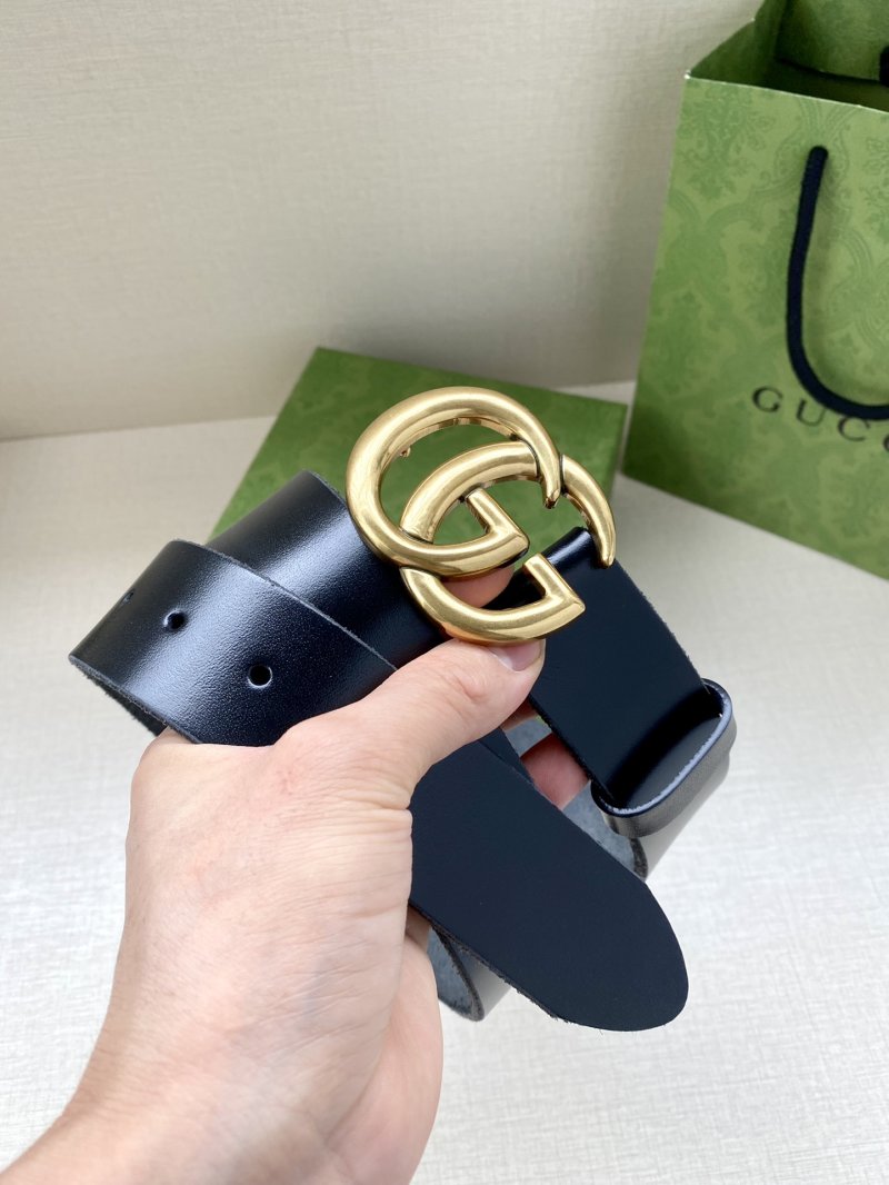Gucci Black Leather Double G Buckle Belt view