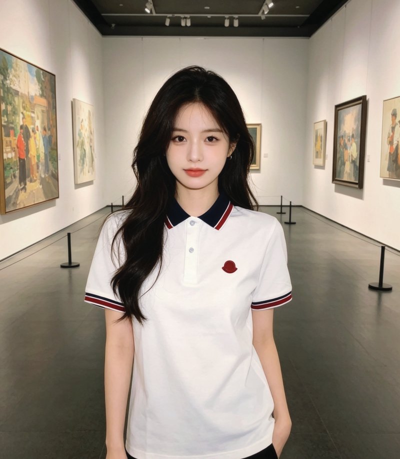 Moncler White Polo Shirt with Red & Navy Trim view
