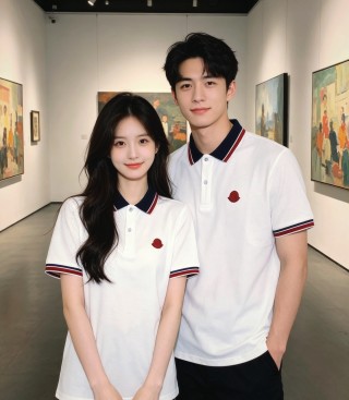 Moncler White Polo Shirt with Red & Navy Trim view 9