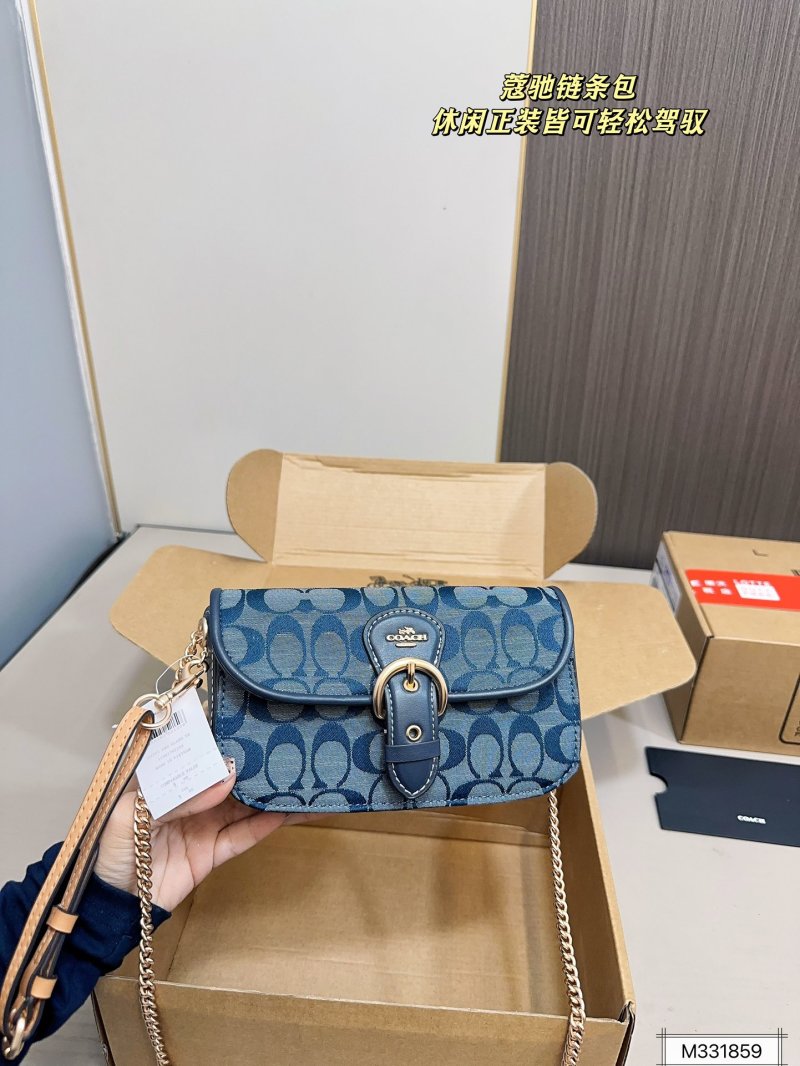 Coach Kleo Chain Shoulder Bag Denim Blue Monogram