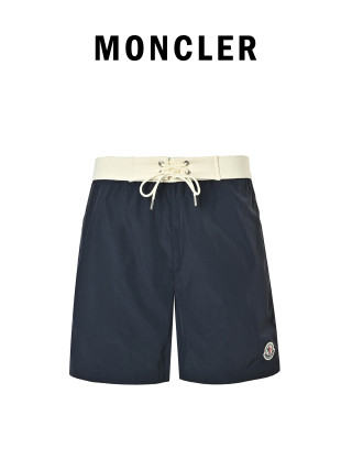 Navy Nylon Shorts with White Waistband view 7