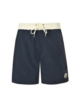 Navy Nylon Shorts with White Waistband view 9