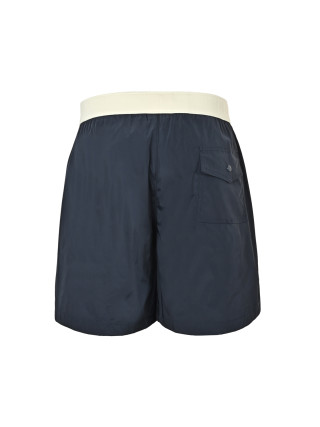 Navy Nylon Shorts with White Waistband view 10