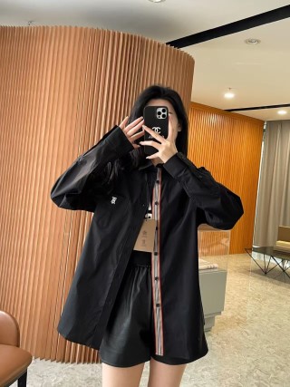 Black Nylon Zip Jacket with Stripe Detail view 3