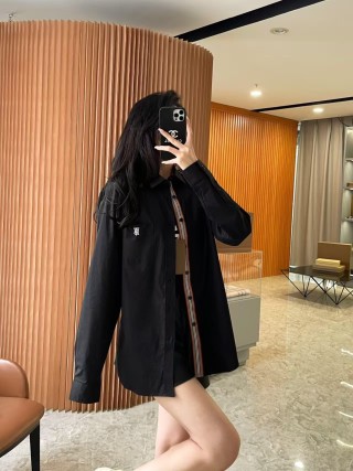 Black Nylon Zip Jacket with Stripe Detail view 4