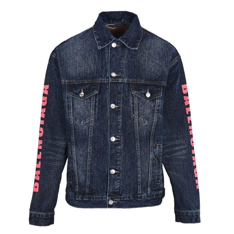 Black Denim Jacket with Red Back Graphic view