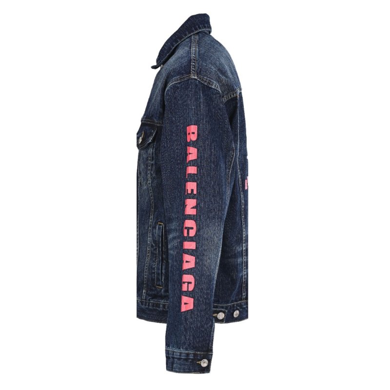 Black Denim Jacket with Red Back Graphic view