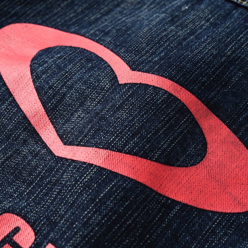 Black Denim Jacket with Red Back Graphic view