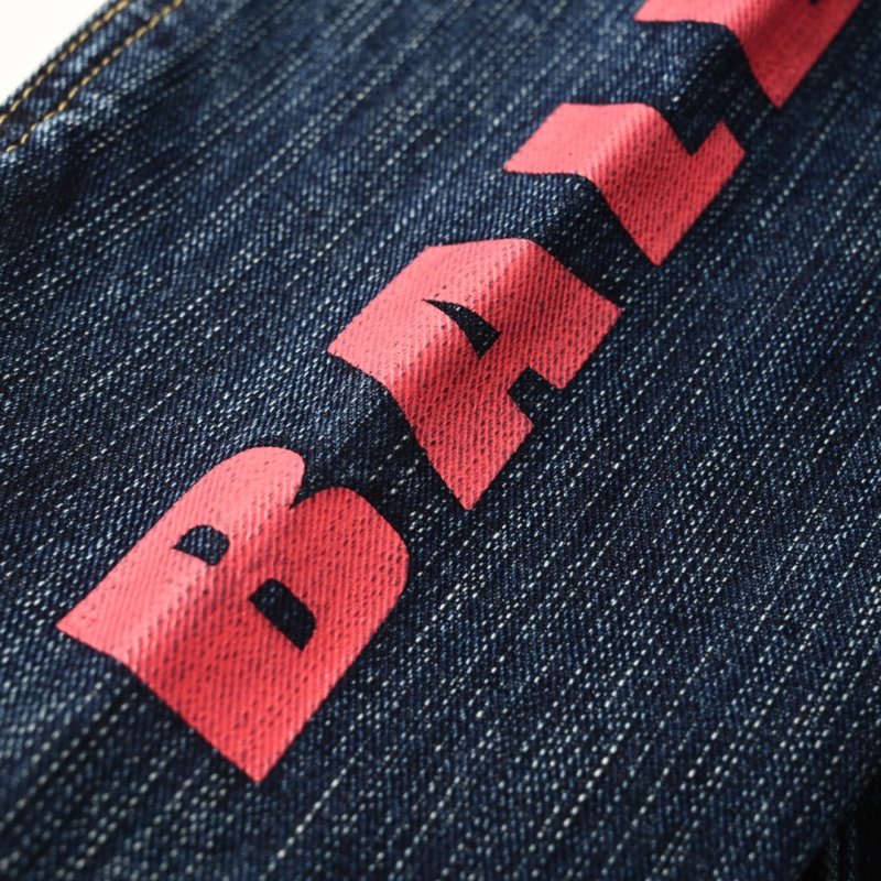 Black Denim Jacket with Red Back Graphic view