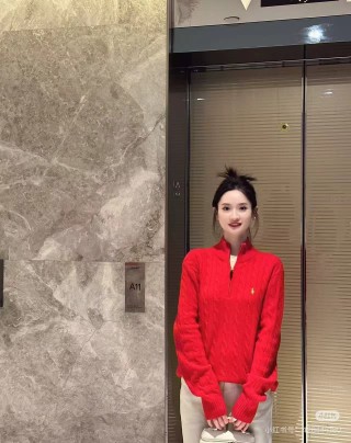 Polo Ralph Lauren Red Half-Zip Cable Knit Sweater