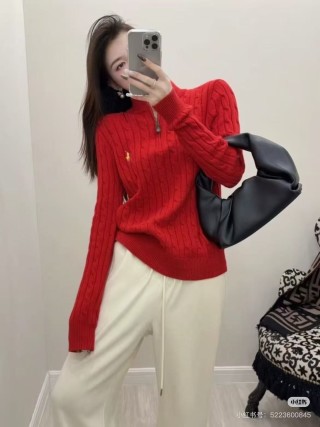 Polo Ralph Lauren Red Half-Zip Cable Knit Sweater view 3