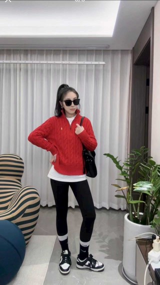 Polo Ralph Lauren Red Half-Zip Cable Knit Sweater view 4