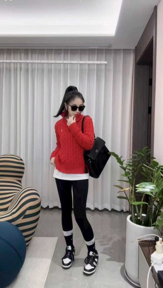 Polo Ralph Lauren Red Half-Zip Cable Knit Sweater view 5