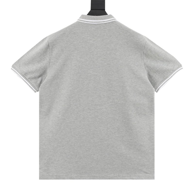 Dior Cursive Logo Embroidered Polo Shirt Grey view