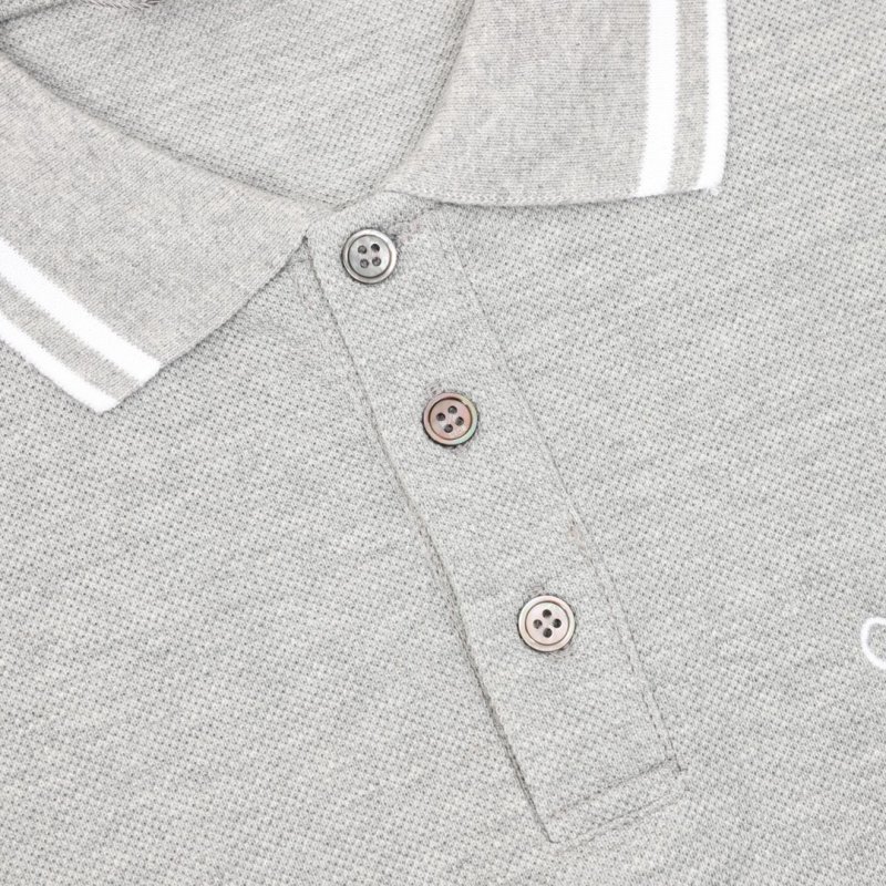 Dior Cursive Logo Embroidered Polo Shirt Grey view
