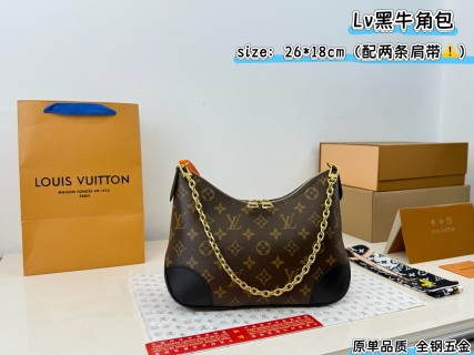 Louis Vuitton Monogram Shoulder Bag Black 26cm view 7