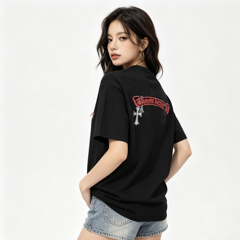 Chrome Hearts Black T-Shirt with Red Logo Print view
