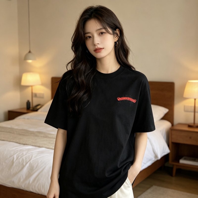 Chrome Hearts Black T-Shirt with Red Logo Print view