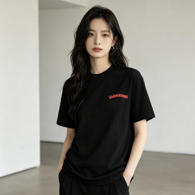 Chrome Hearts Black T-Shirt with Red Logo Print view