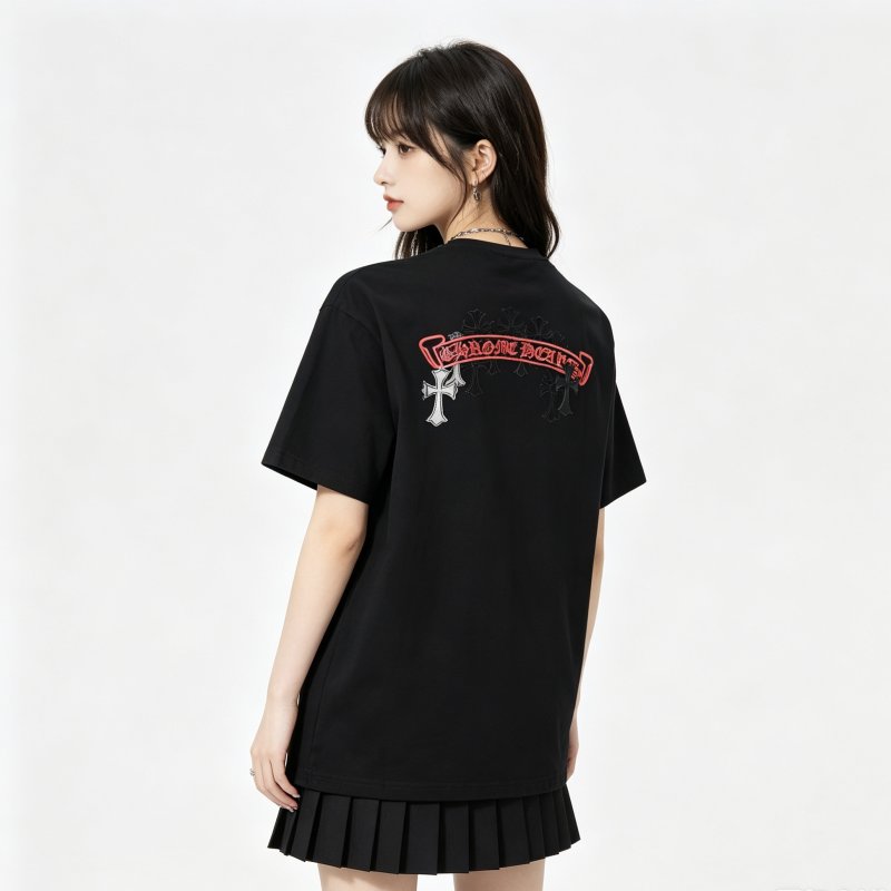 Chrome Hearts Black T-Shirt with Red Logo Print view