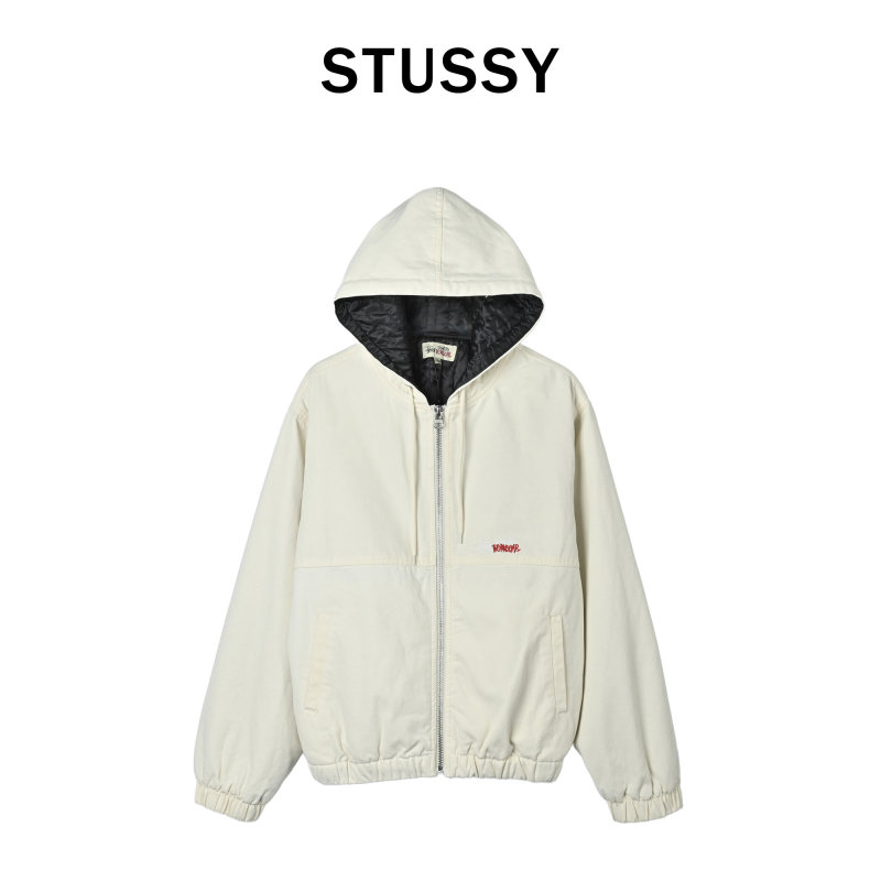 Cream Oversized Zip-Up Jacket with Embroidered Logo view