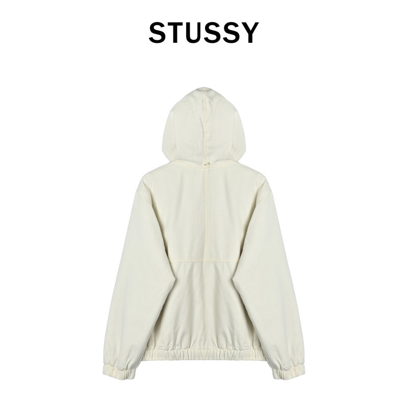 Cream Oversized Zip-Up Jacket with Embroidered Logo view