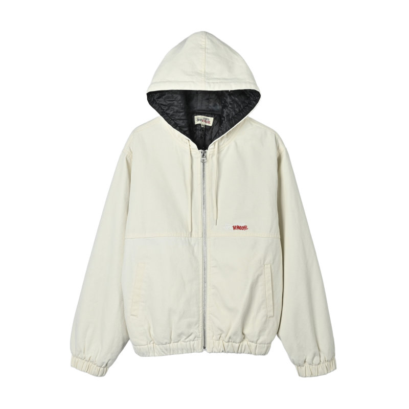 Cream Oversized Zip-Up Jacket with Embroidered Logo view