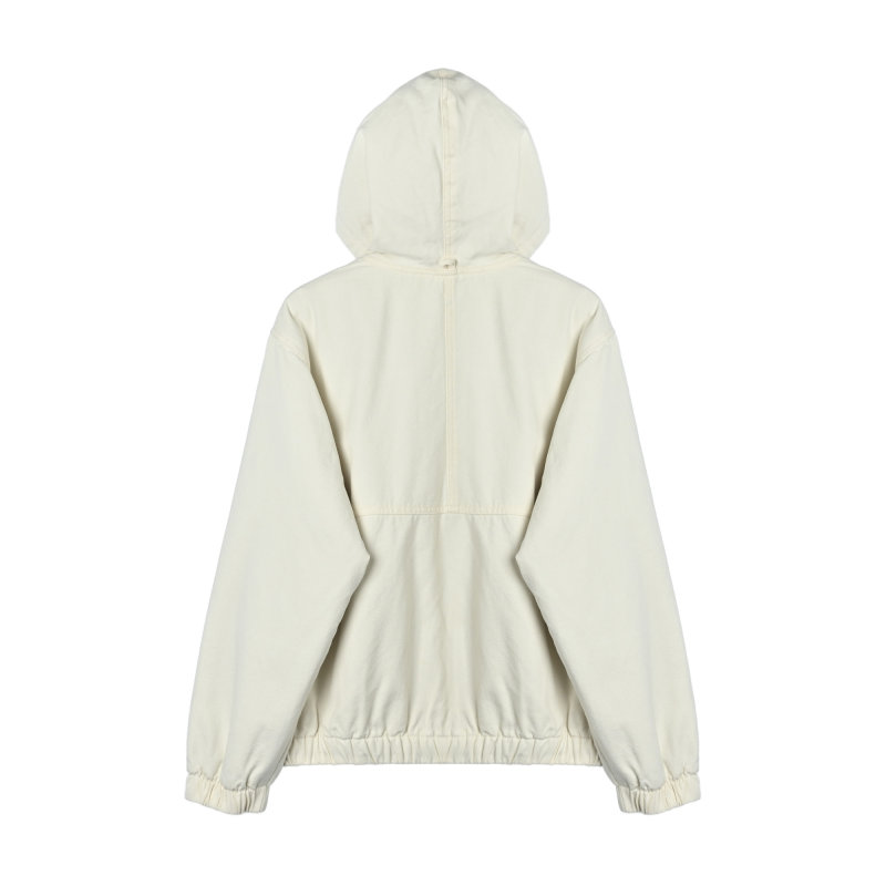 Cream Oversized Zip-Up Jacket with Embroidered Logo view