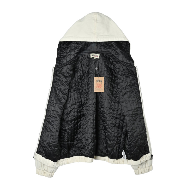 Cream Oversized Zip-Up Jacket with Embroidered Logo view