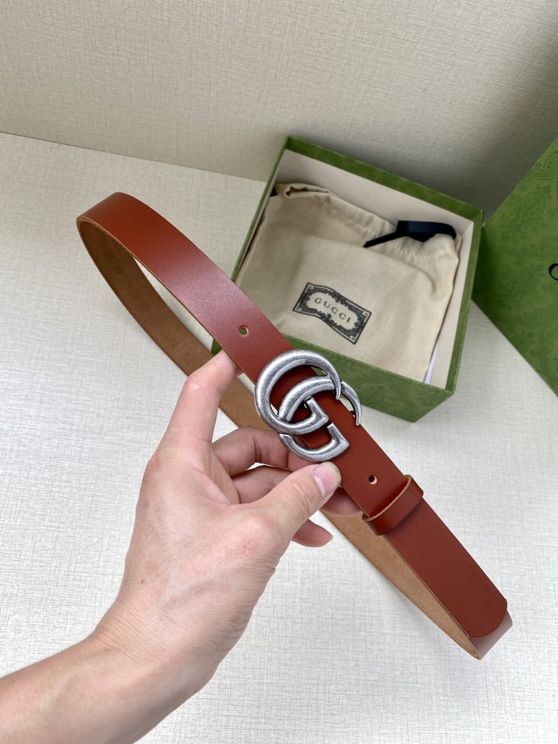Gucci Double G Buckle Leather Belt - Brown