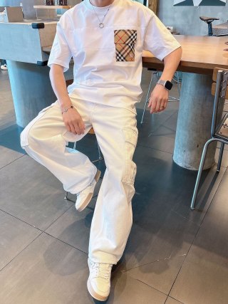 Burberry Checked Pocket White T-Shirt view 5