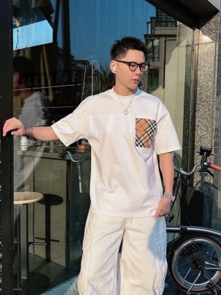 Burberry Checked Pocket White T-Shirt view 9