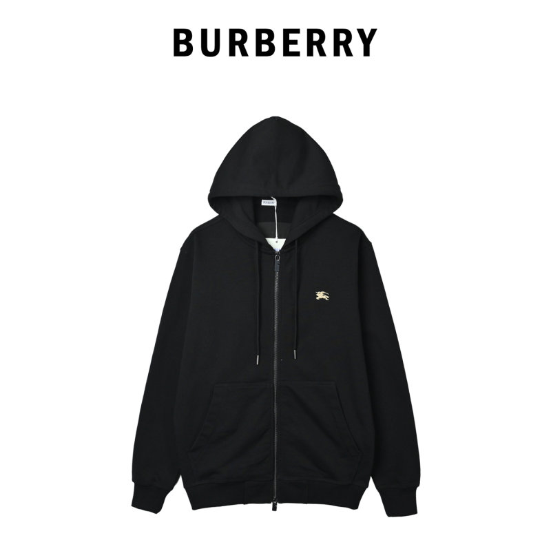 Burberry Black Zip Hoodie Jacket with Gold Logo view