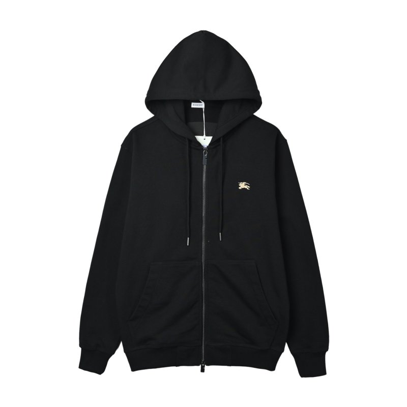 Burberry Black Zip Hoodie Jacket with Gold Logo view