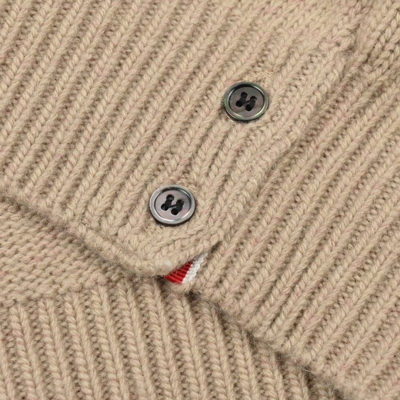 Thom Browne Beige Wool Crew Neck Sweater with Stripe Detail view
