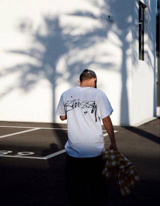 Stüssy Signature Script Cream Short Sleeve T-Shirt view 3