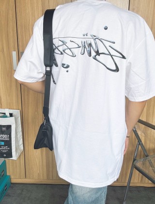Stüssy Signature Script Cream Short Sleeve T-Shirt view 7