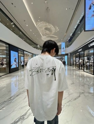 Stüssy Signature Script Cream Short Sleeve T-Shirt view 8