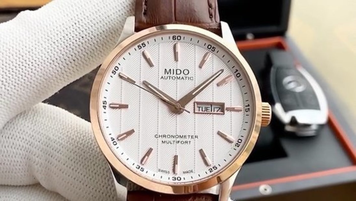 Mido Commander Automatic Rose Gold Watch - Silver Dial